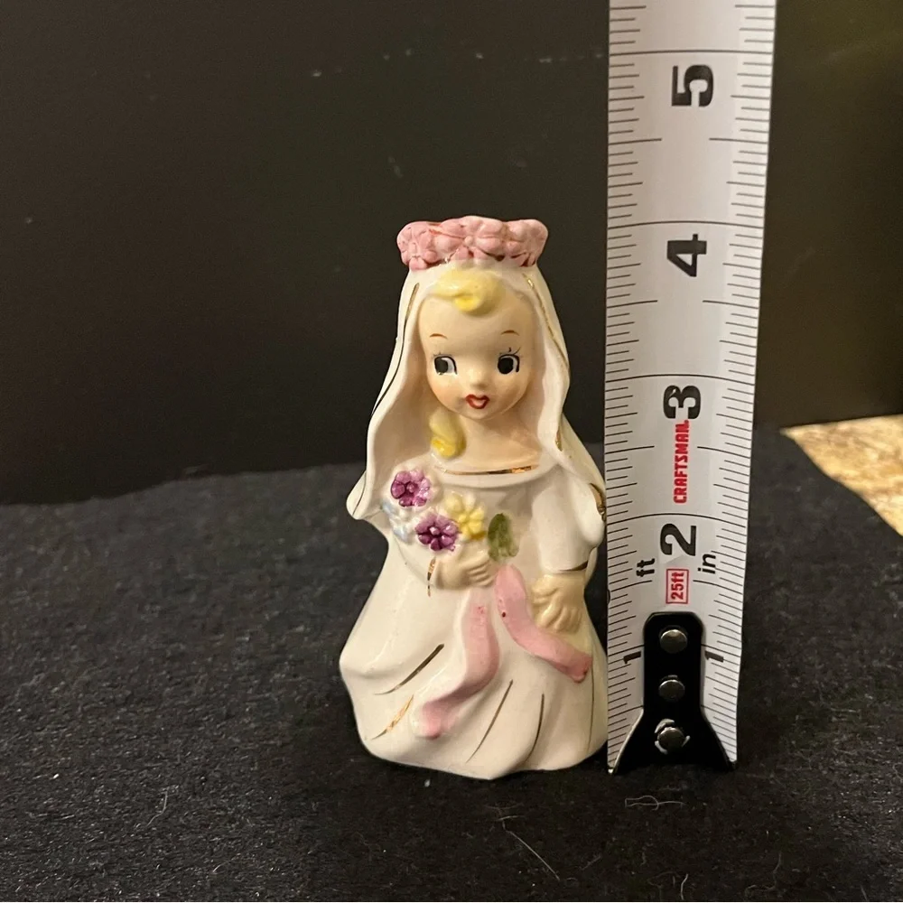 Vintage Tilso Bride Figurine with Pink and White Accents Candle Holder